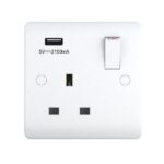 13A 1 Gang USB Switched Socket 250V USB Output 2.1Amp – Snowlite
