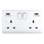 13A 2 Gang USB Switched Socket 250V with USB Output 3.1Amp – Snowlite