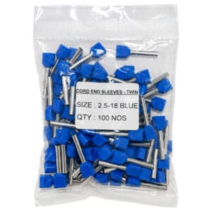 KableKonnect twin insulated cable ferrule 2.5 sq mm blue (2x2.5-18), pack of 100